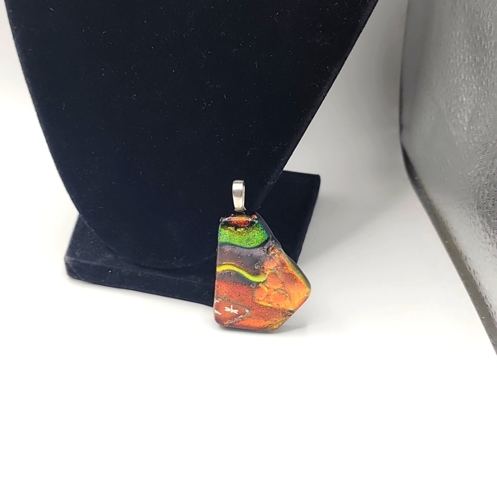 Resinart  multicolored pendant 2"